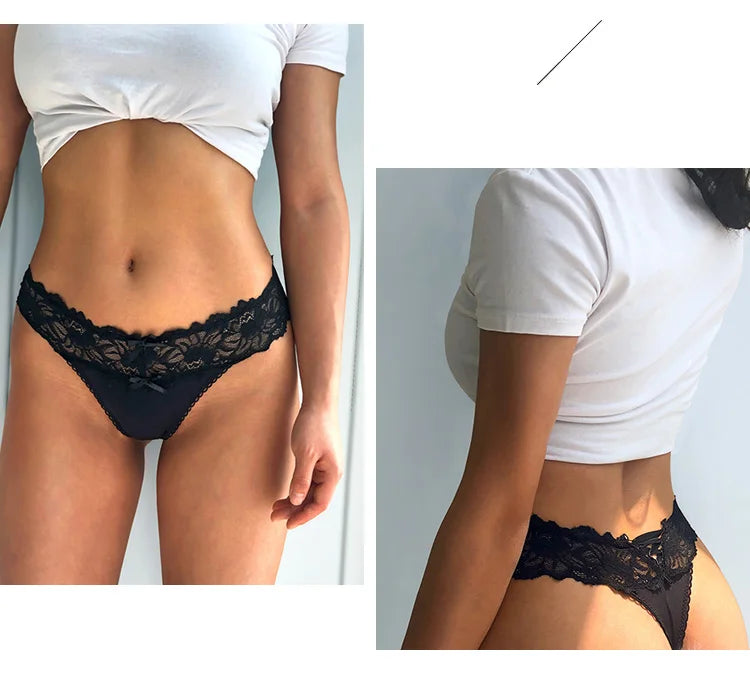 Sexy Lace Temptation Thong โ Low Waist G-String Panties
