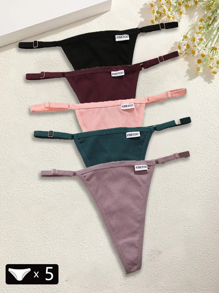 5-Pack Women's Cotton G-Strings β Adjustable Waist, Seamless & Sexy (S-XL)