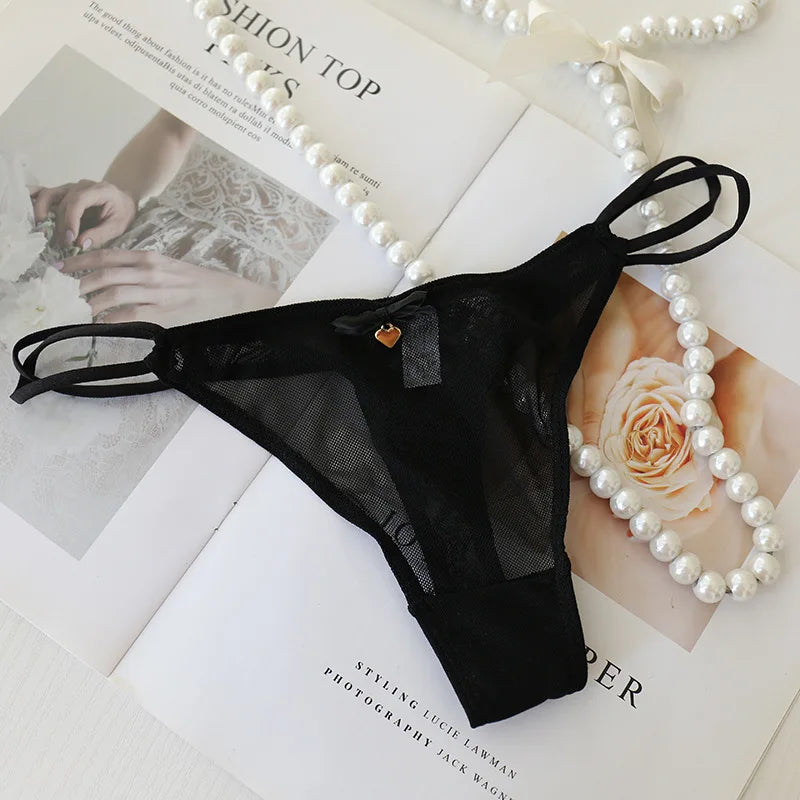 Y2K Black Mesh Hello Kitty Thong β Kawaii Low Rise Anime Panties