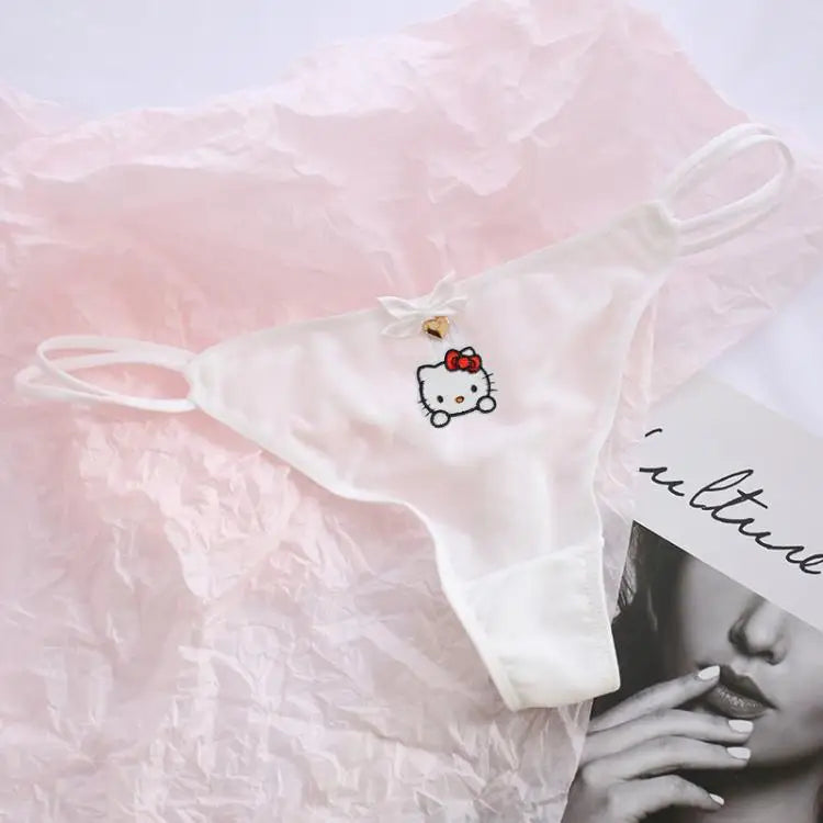 Kawaii Red Kitty Thong – Y2K Low-Rise Anime Panties