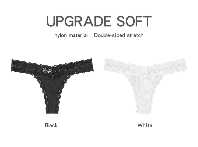 6-Pack Lace Bow Thongs – Soft, Low Rise, Ultra Sexy