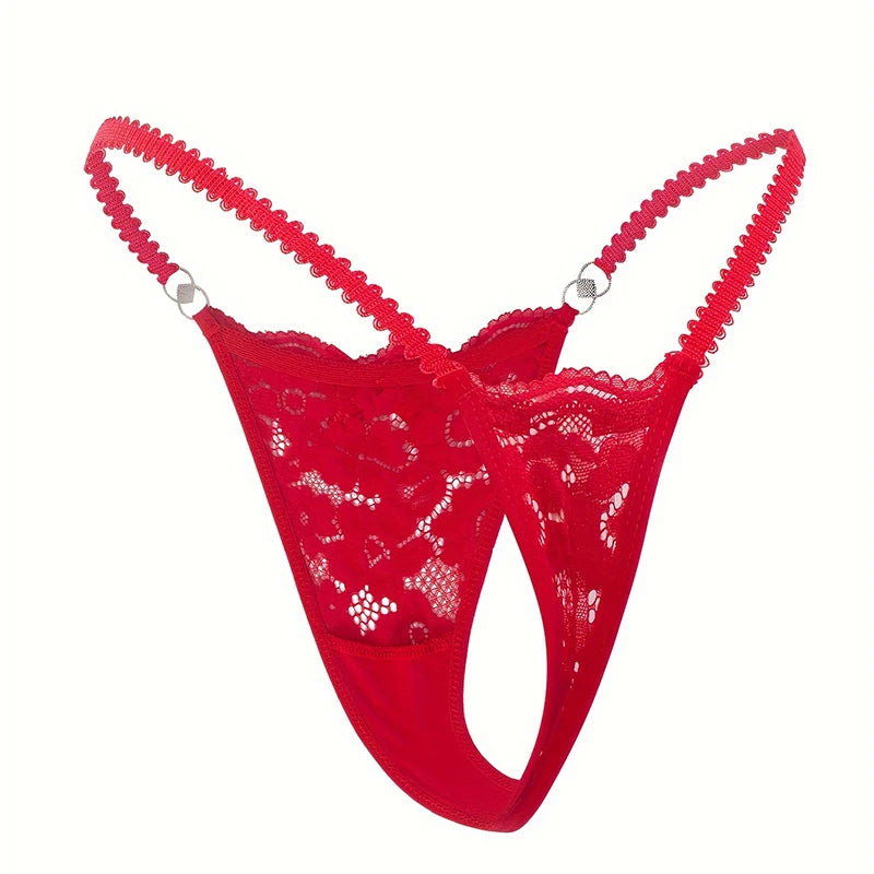 7PC Sexy Lace G-String Set β Low Rise Floral Rhinestone Panties