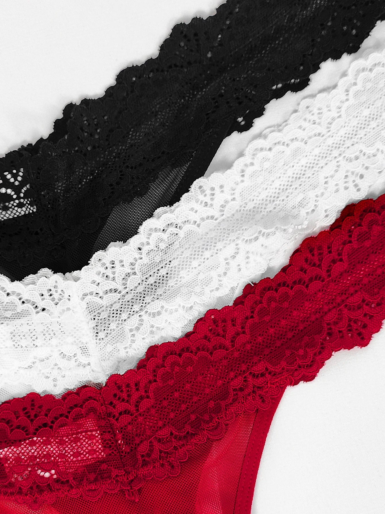 3PCS Sexy Lace G-String Thong Set – Breathable, Flirty & Comfortable