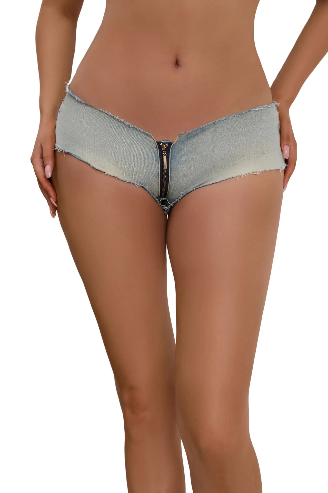 Unzipped Desire: Low-Rise Stretch Denim Zipper Panties β Ripped Club Babe Edition