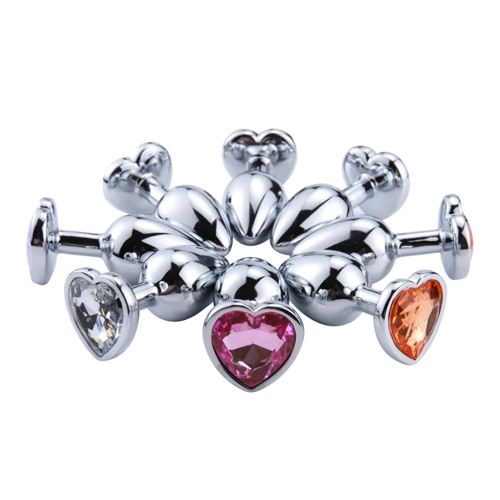 3 Sizes Stainless Steel Crystal Anal Plug β Heart Base