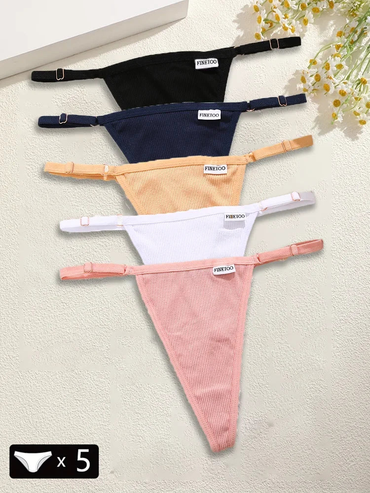 5-Pack Women's Cotton G-Strings β Adjustable Waist, Seamless & Sexy (S-XL)