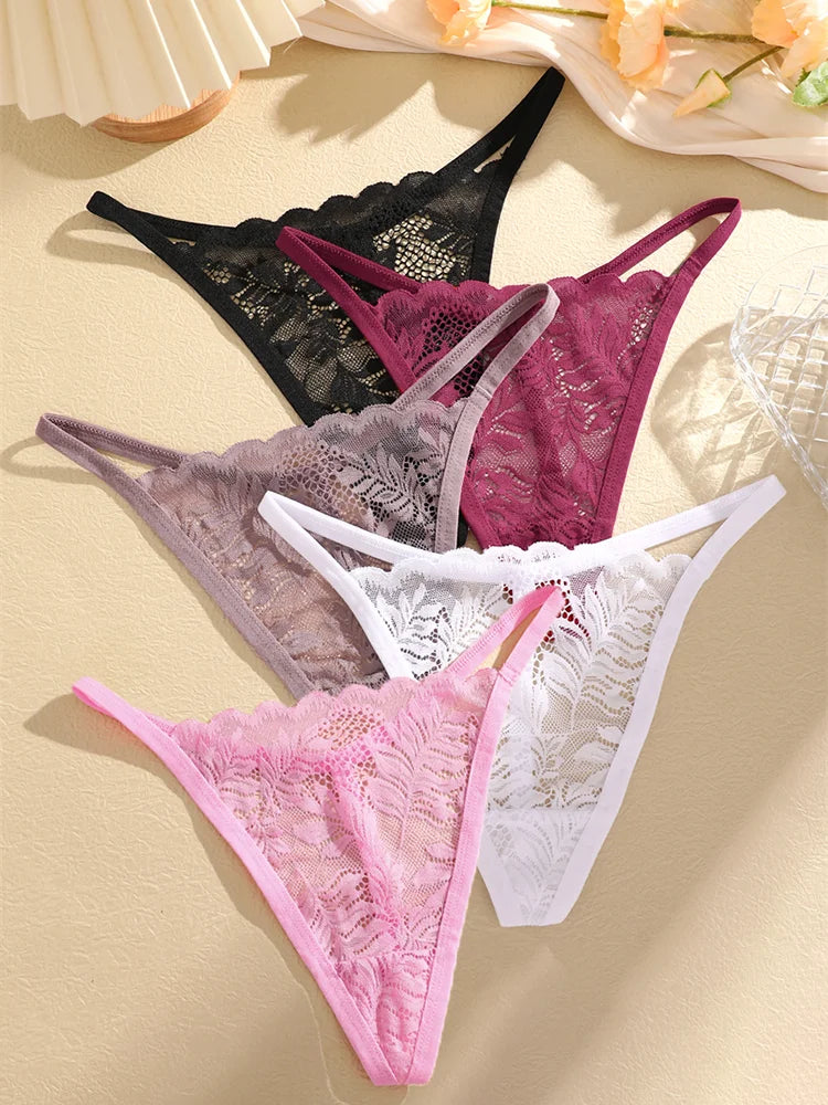 5PCS Lace Temptation G-String Set โ Sheer Lace, Sexy & Soft G-Strings