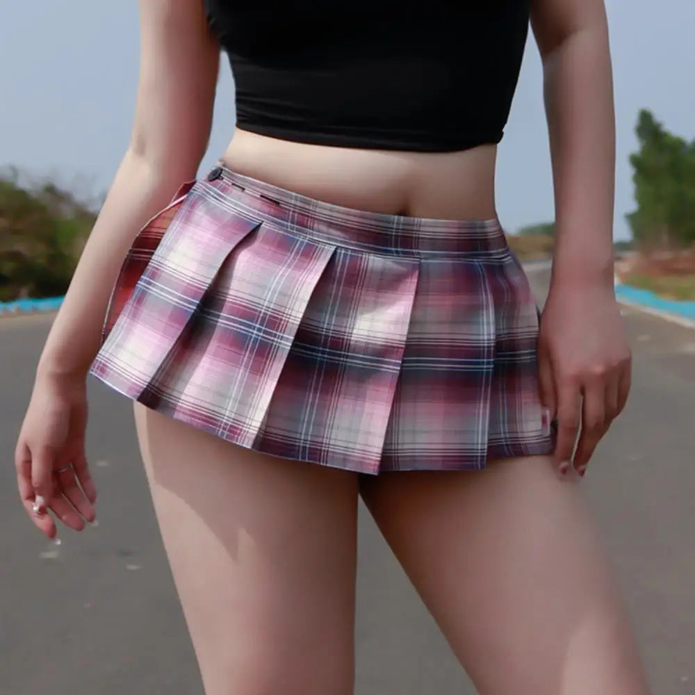 Seductive Plaid Schoolgirl Cosplay Mini Skirt