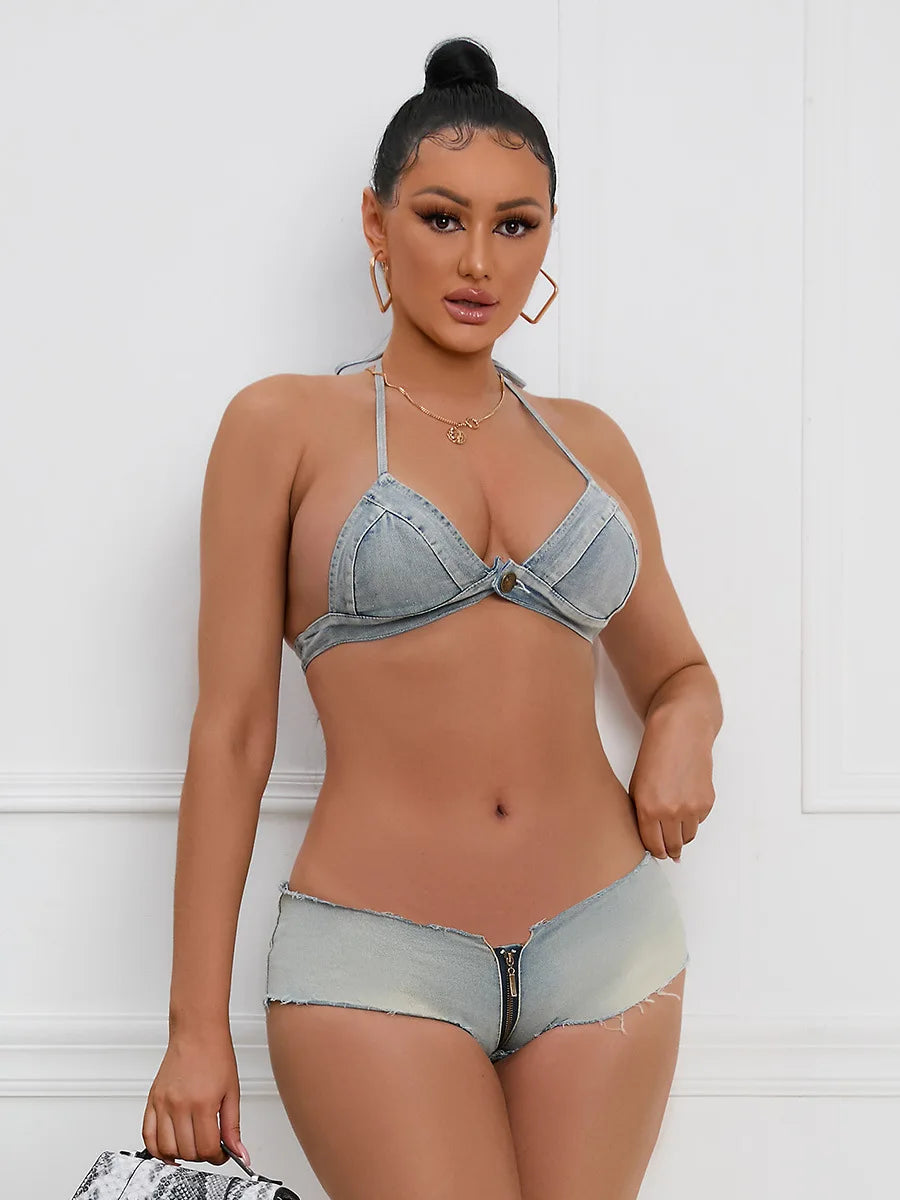 Unzipped Desire: Low-Rise Stretch Denim Zipper Panties β Ripped Club Babe Edition