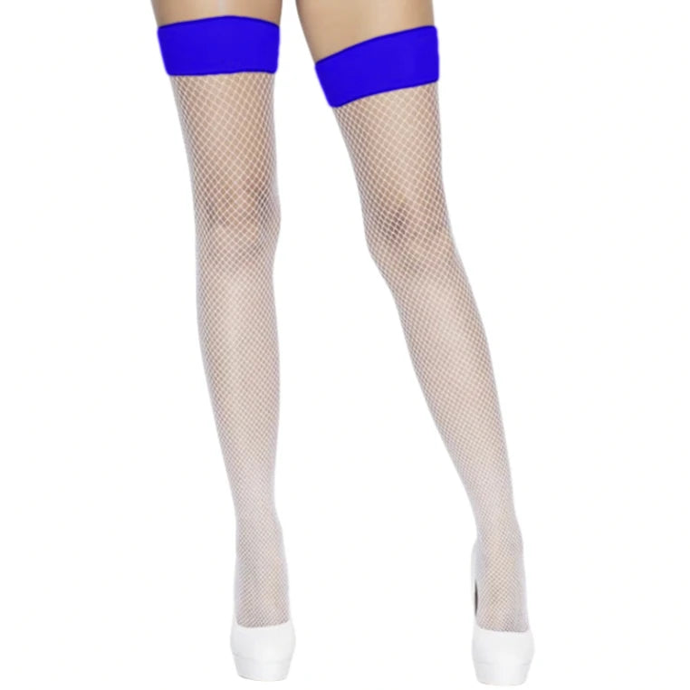 White Mesh Thigh-High Stockings