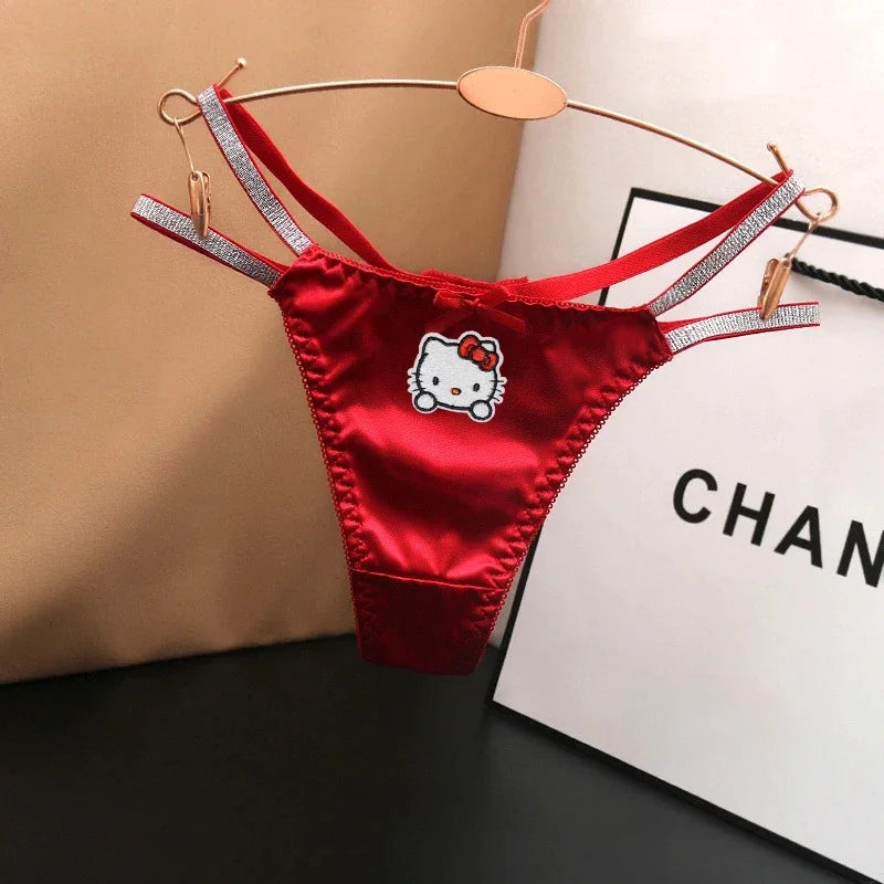 Kawaii Red Kitty Thong – Y2K Low-Rise Anime Panties