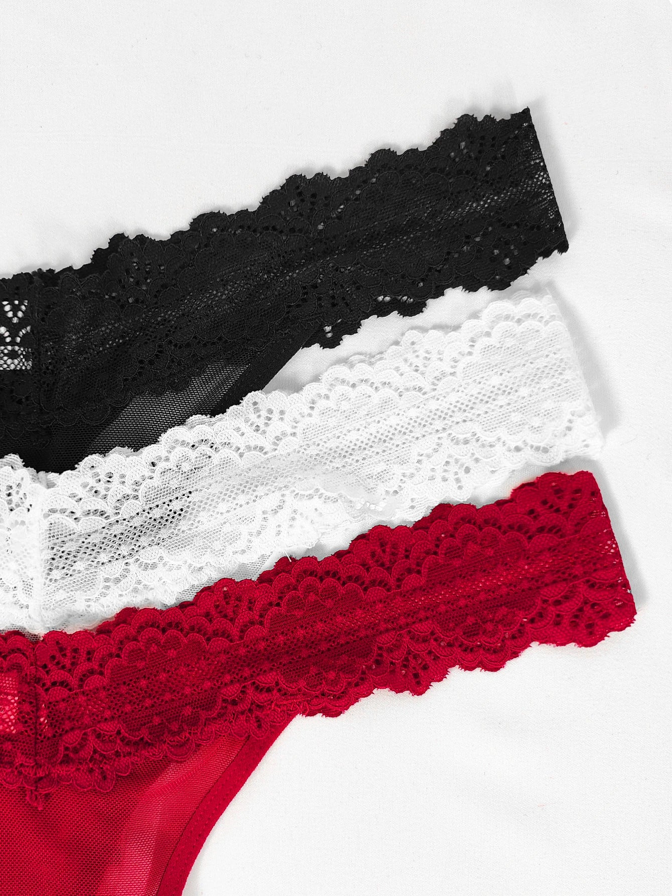 3PCS Sexy Lace G-String Thong Set – Breathable, Flirty & Comfortable