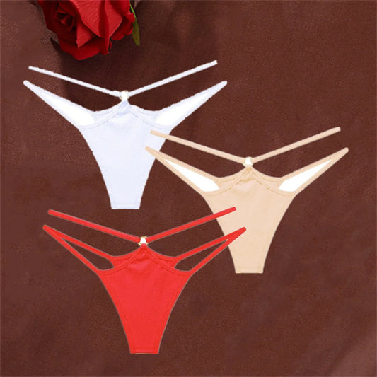 3-Piece Double Strap Cotton Thong Set – Low Rise Sexy Sports G-String