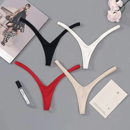 Sexy Deep V Thong Low Waist Brazilian Panties with Thin Straps