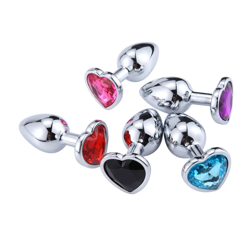 3 Sizes Stainless Steel Crystal Anal Plug β Heart Base