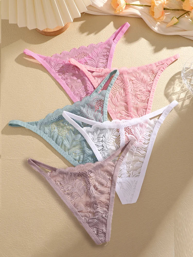 5PCS Lace Temptation G-String Set โ Sheer Lace, Sexy & Soft G-Strings
