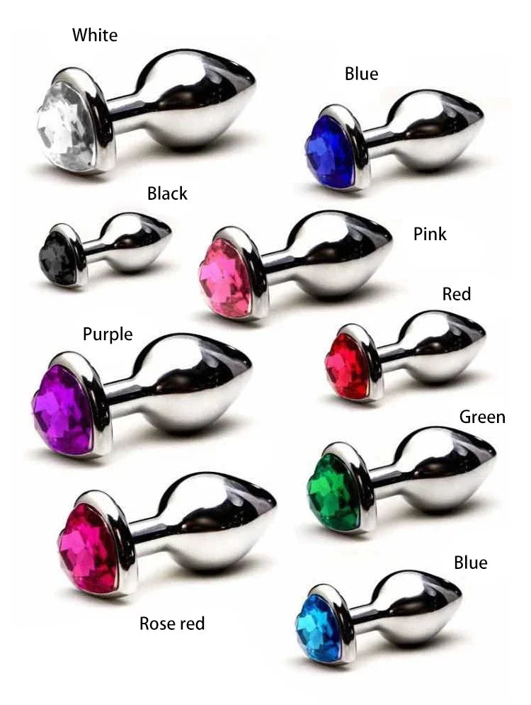 3 Sizes Stainless Steel Crystal Anal Plug β Heart Base