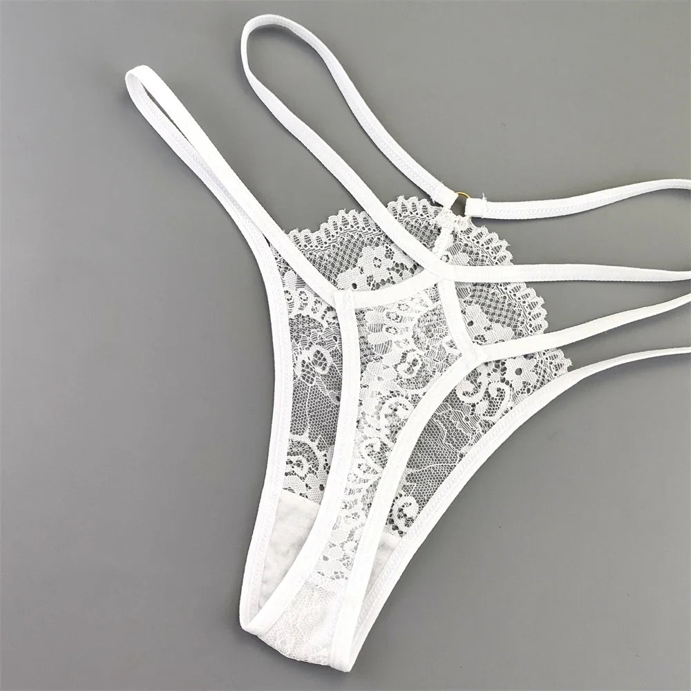 3-Pack Lace Peekaboo G-Strings โ Strappy, Sheer, & Seductive T-Back Thongs