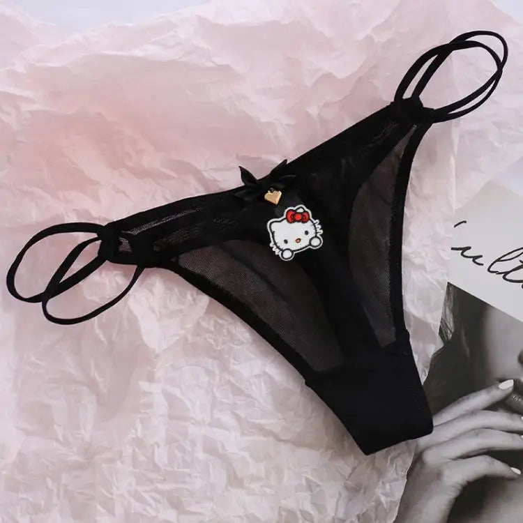 Kawaii Red Kitty Thong – Y2K Low-Rise Anime Panties