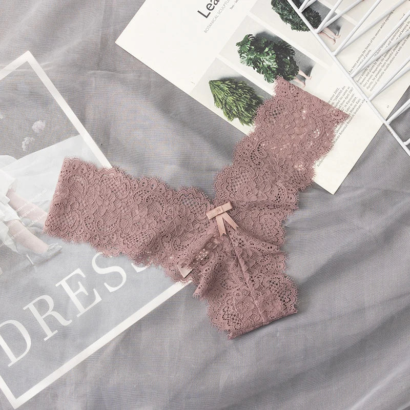 Lace Temptation Thong โ Sheer Bow G-String