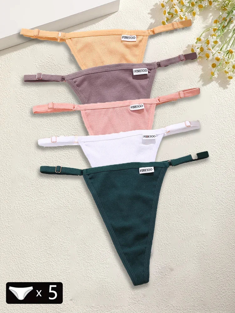 5-Pack Women's Cotton G-Strings β Adjustable Waist, Seamless & Sexy (S-XL)