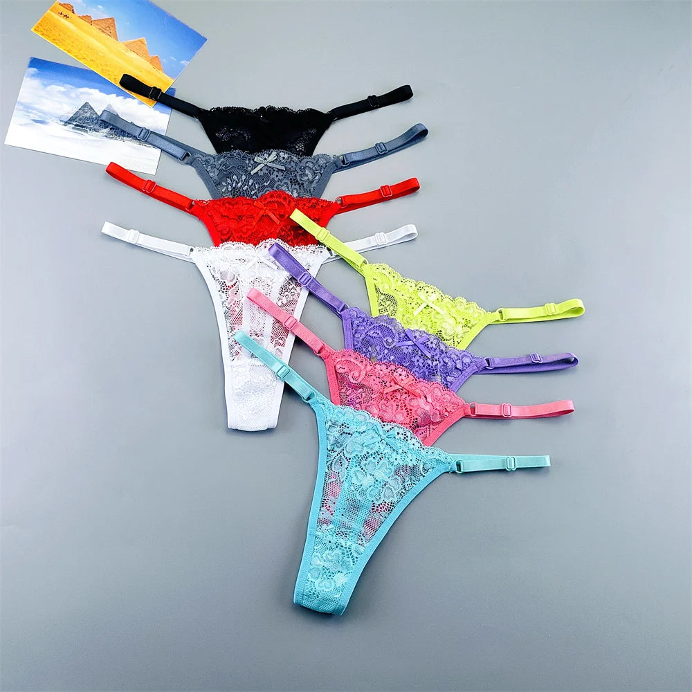 3PCS Lace Thong Set – Sheer, Strappy & Seductive