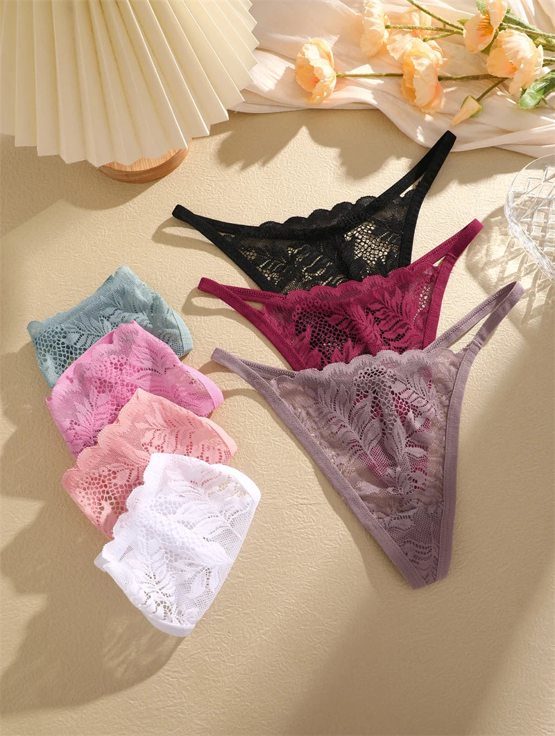 5PCS Lace Temptation G-String Set โ Sheer Lace, Sexy & Soft G-Strings