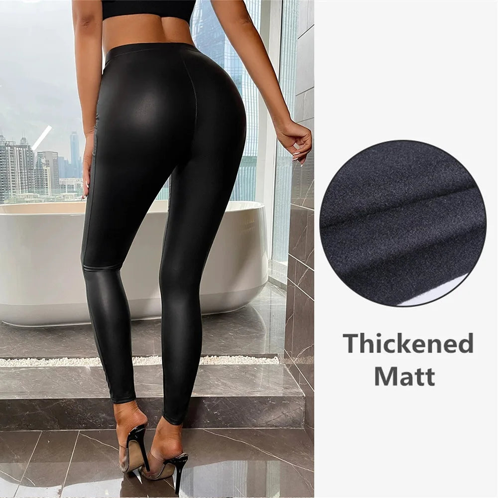 High-Waisted Shine: Sleek PU Leather Leggings