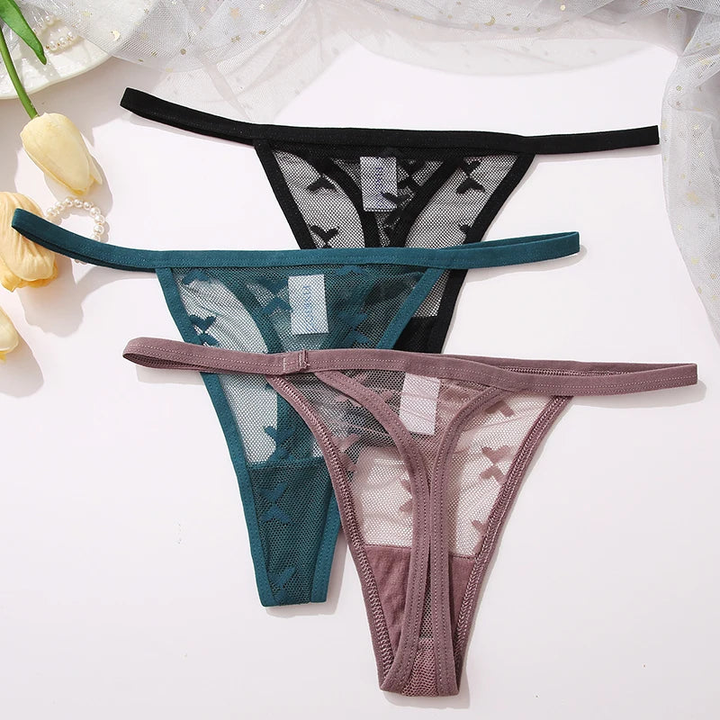 3-Pack Sheer Mesh G-Strings โ Sexy Low Rise G-Strings