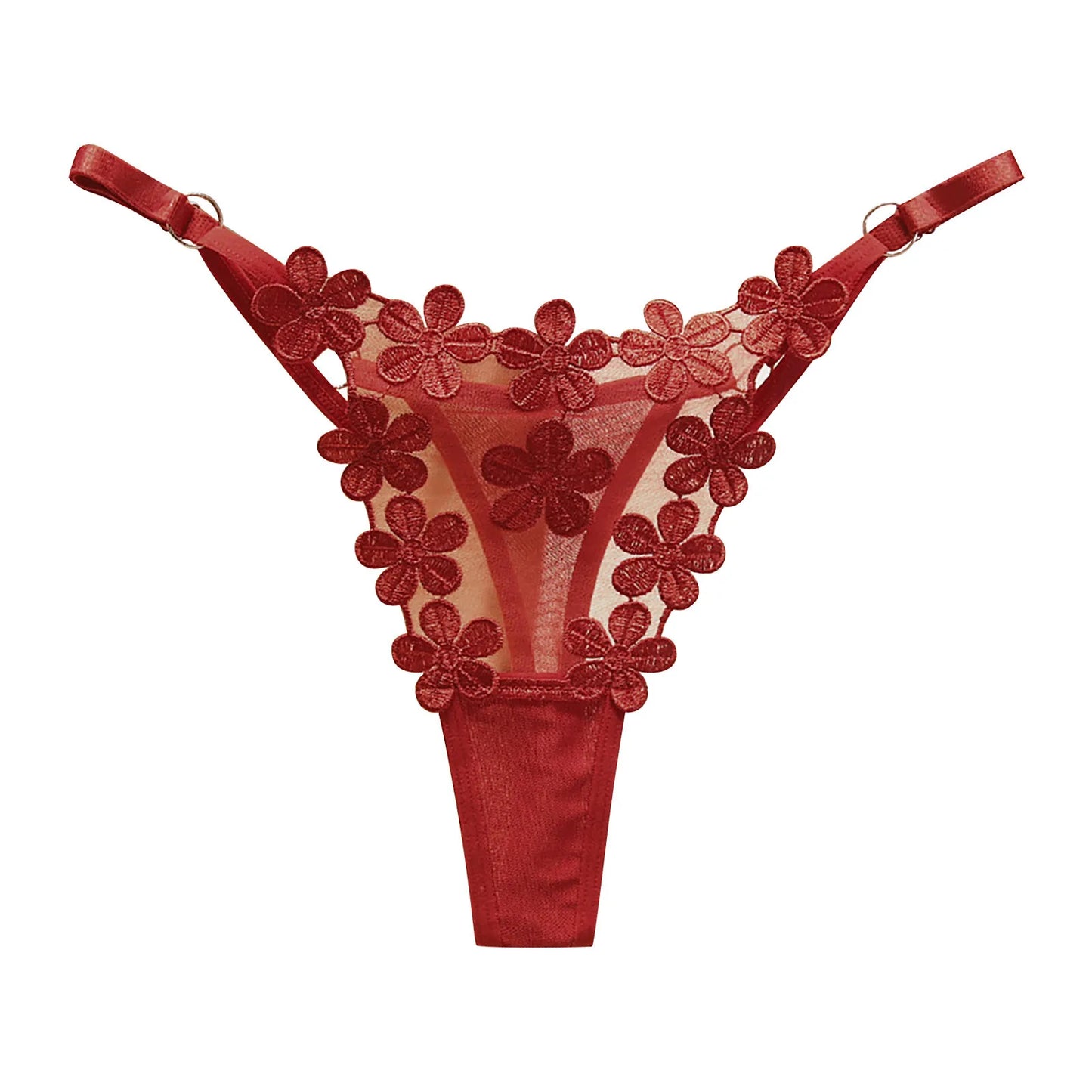 Sexy Adjustable Mesh G-String – Sweet Flower Embroidery