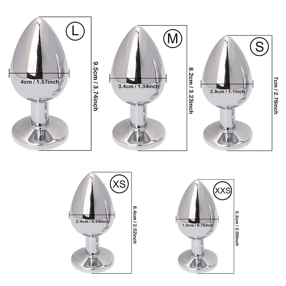 Diamond Metal Anal Plug – 5-Size Luxury Collection