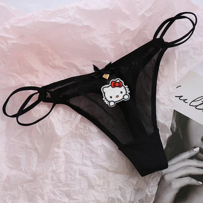 Kawaii Red Kitty Thong – Y2K Low-Rise Anime Panties