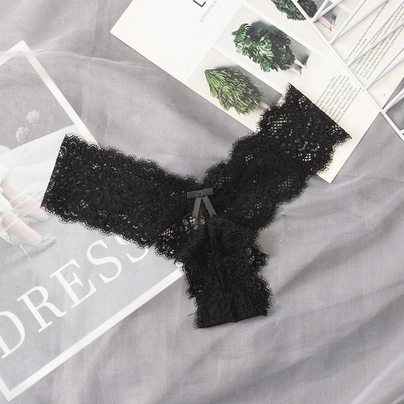 Lace Temptation Thong – Sheer Bow G-String