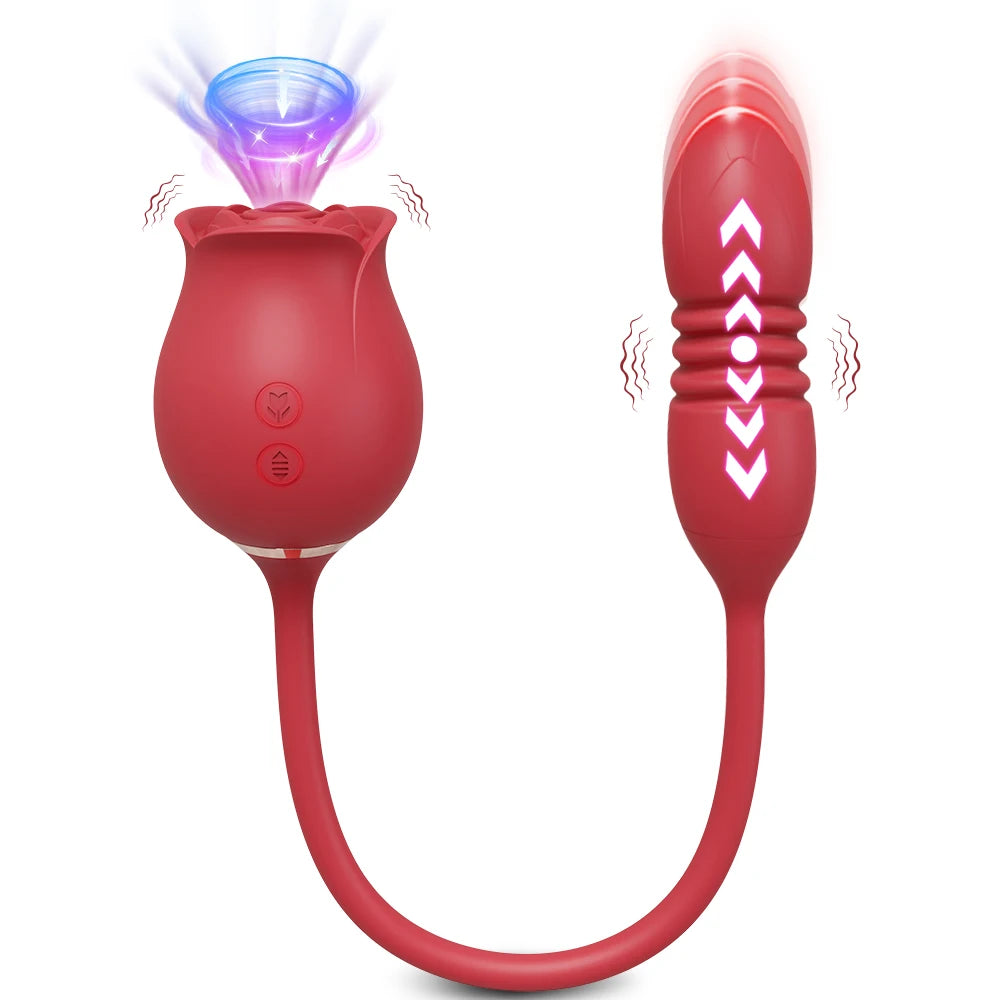 Rose Thrusting & Sucking Vibrator – 10 Modes for G-Spot & Clit Pleasure
