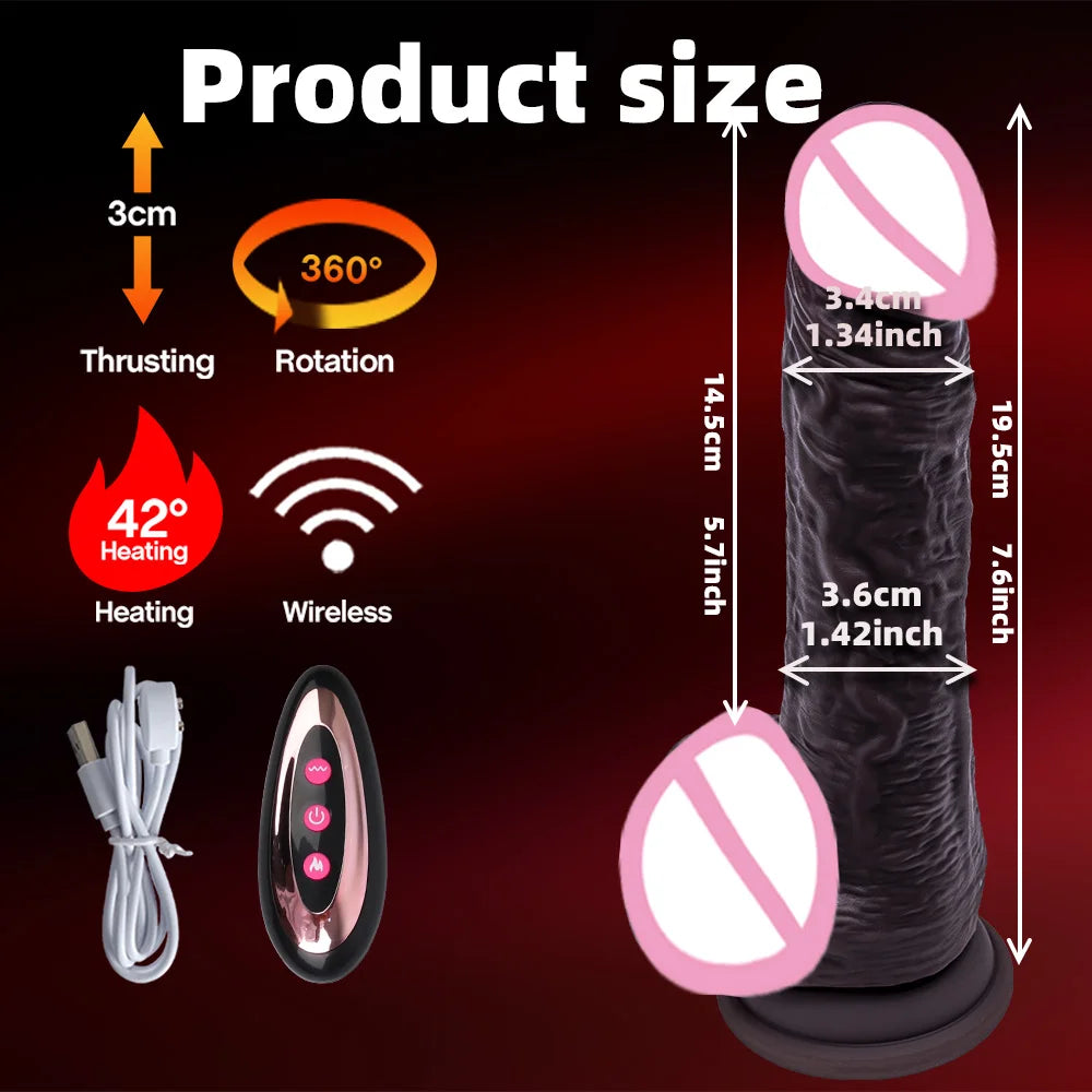 Remote Telescopic Heating Vibrator – Realistic Pleasure Dildo Wand
