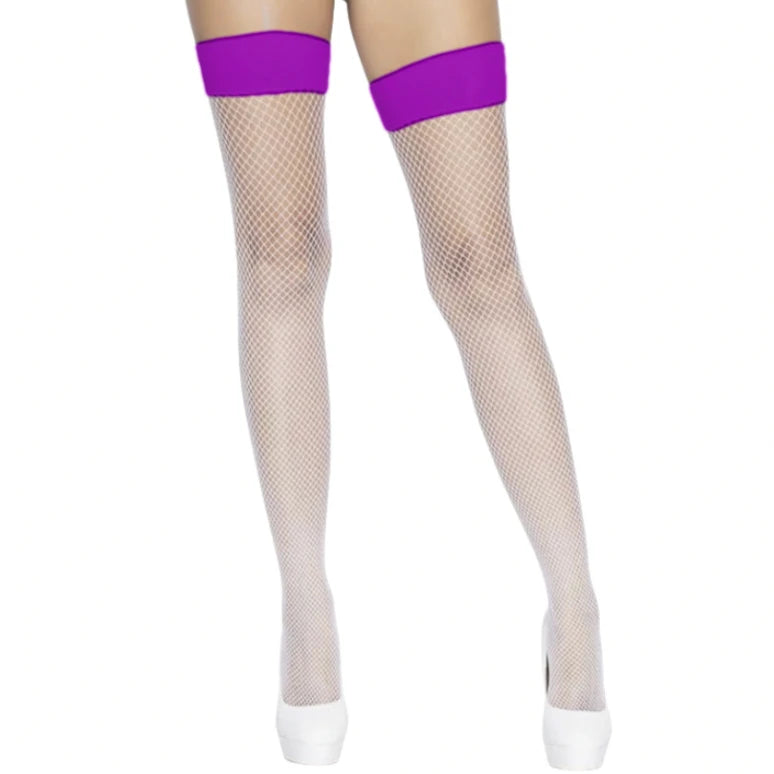 White Mesh Thigh-High Stockings
