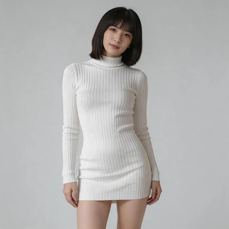 Sexy White Sheer Mini Dress – Long Sleeve Slim Fit