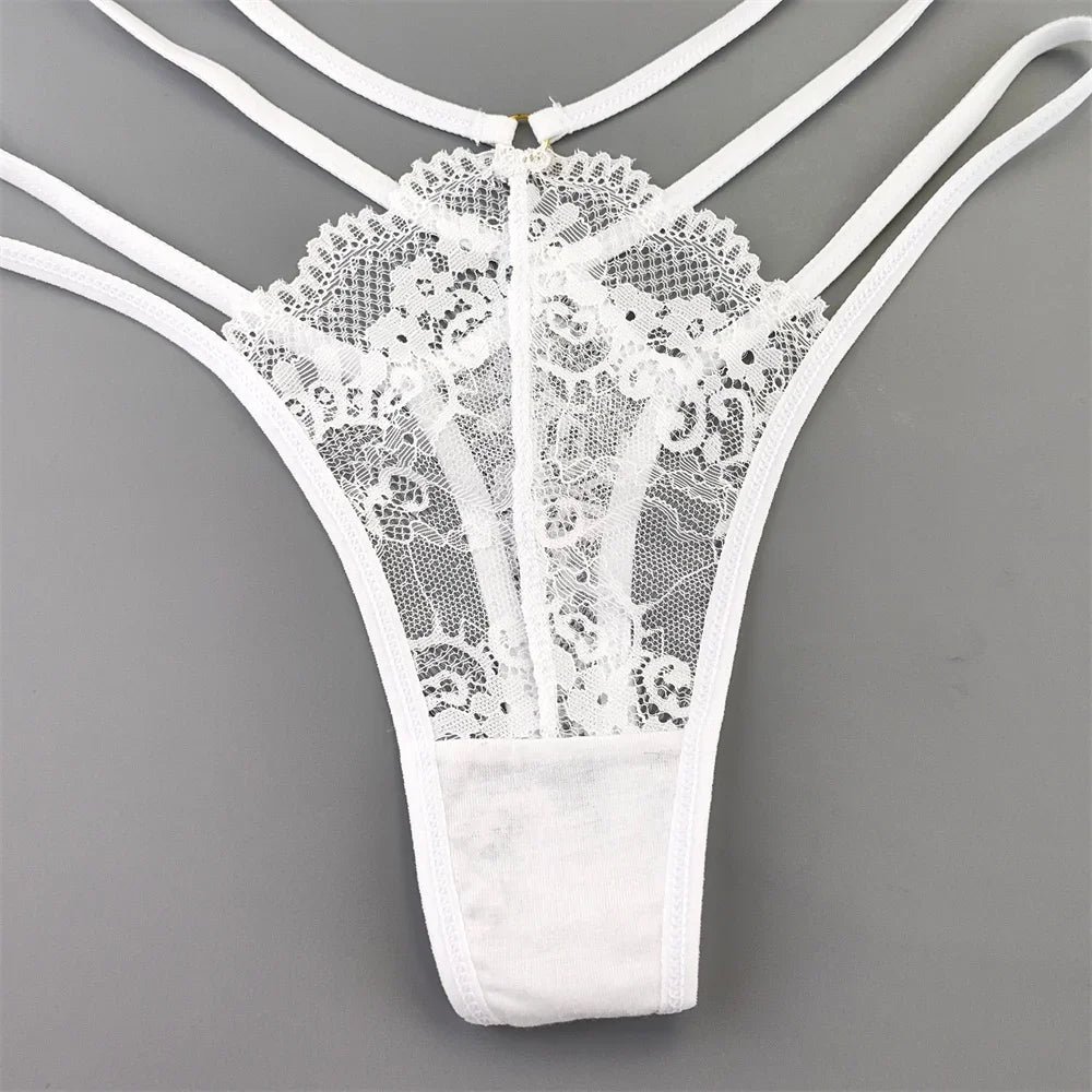 3-Pack Lace Peekaboo G-Strings – Strappy, Sheer, & Seductive T-Back Thongs