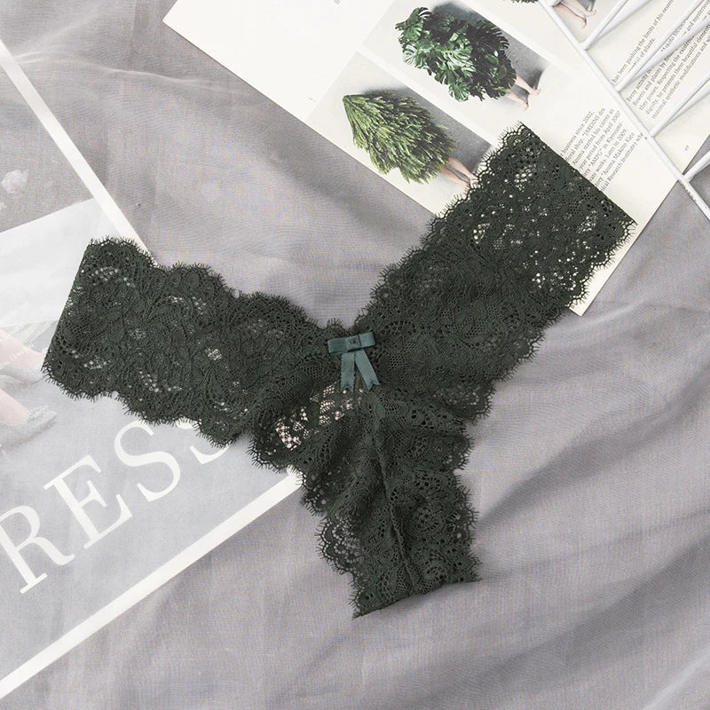 Lace Temptation Thong – Sheer Bow G-String