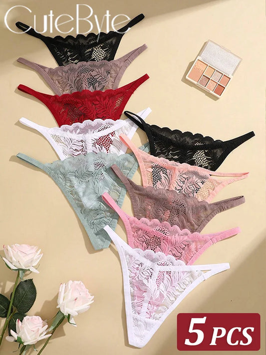 5PCS Lace Temptation G-String Set – Sheer Lace, Sexy & Soft G-Strings