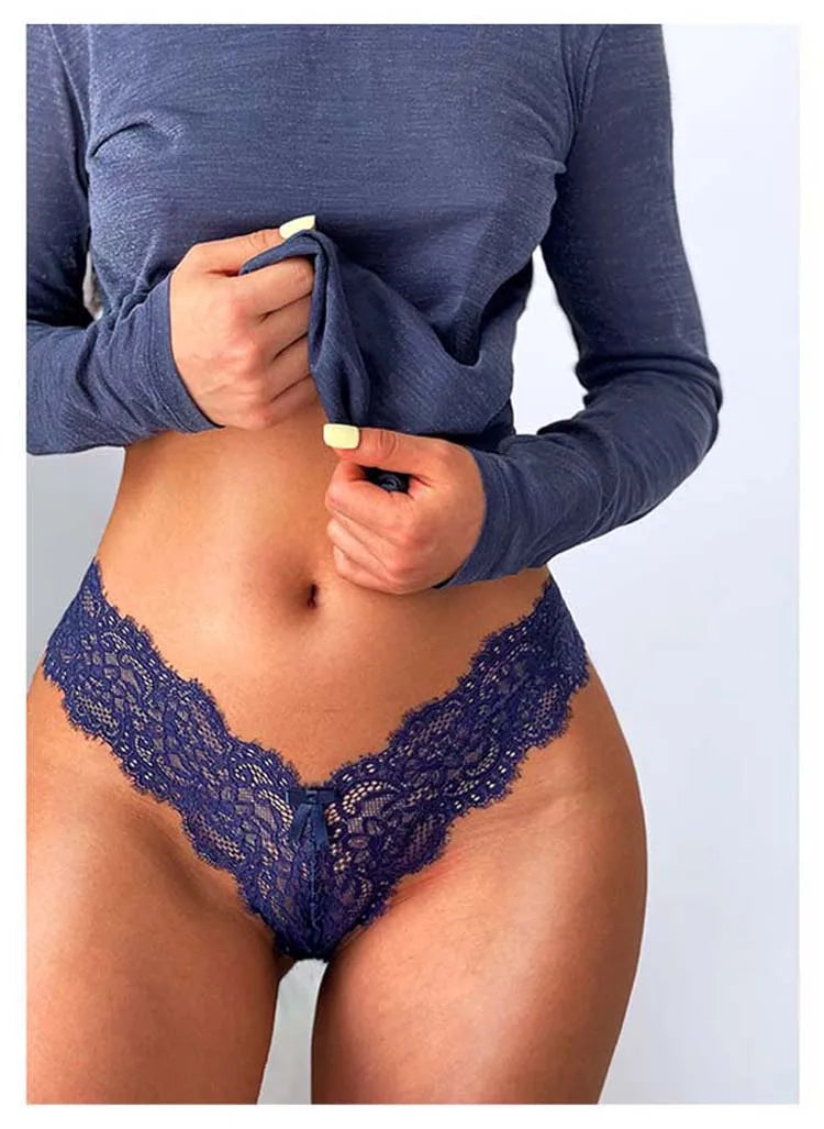 Lace Temptation Thong – Sheer Bow G-String