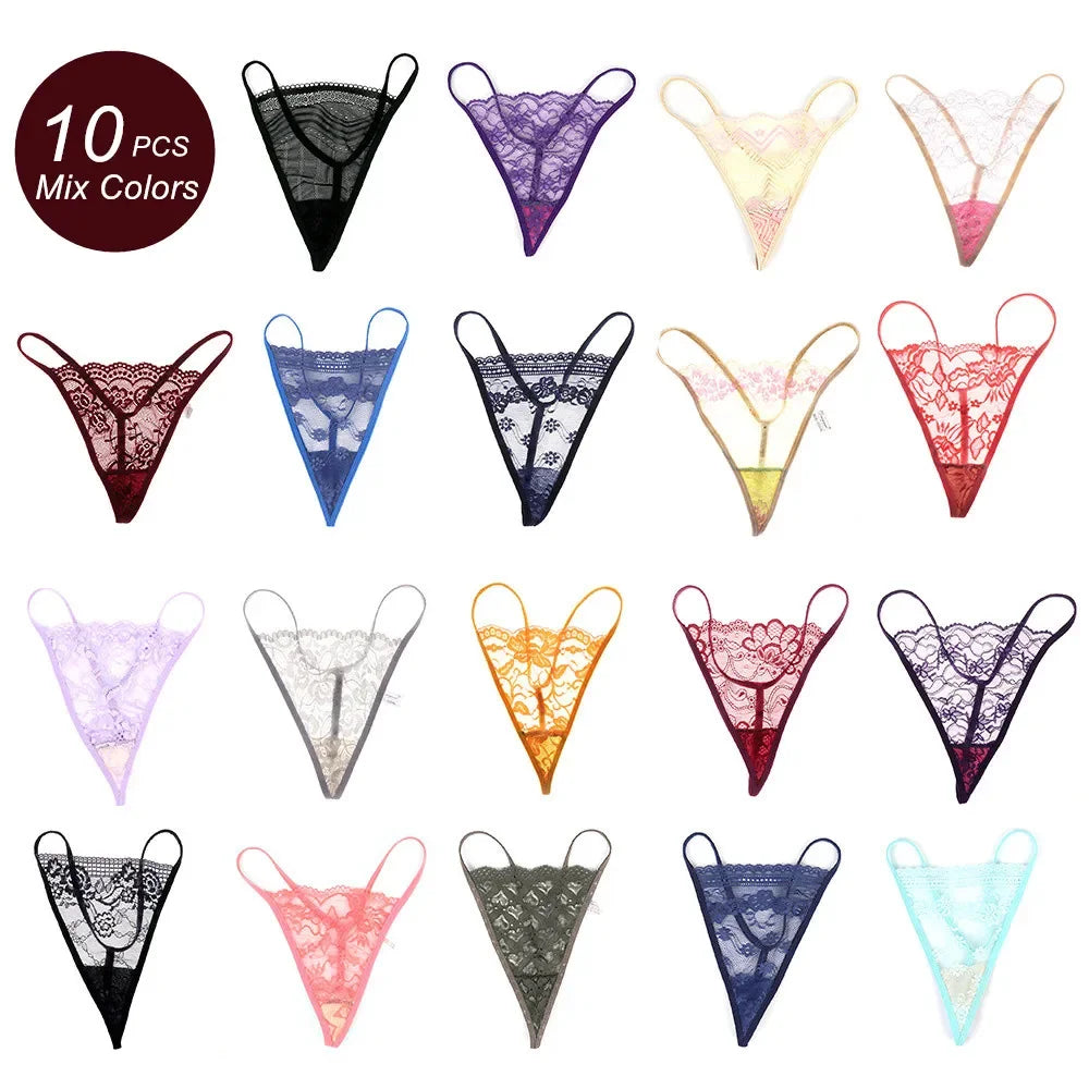 Sexy 10-Pack Lace G-Strings – Low-Waist