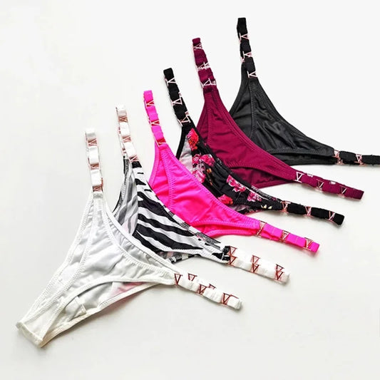 Sexy V-Shaped Low-Waist Panties with Metal Detail – Women’s Lingerie Briefs