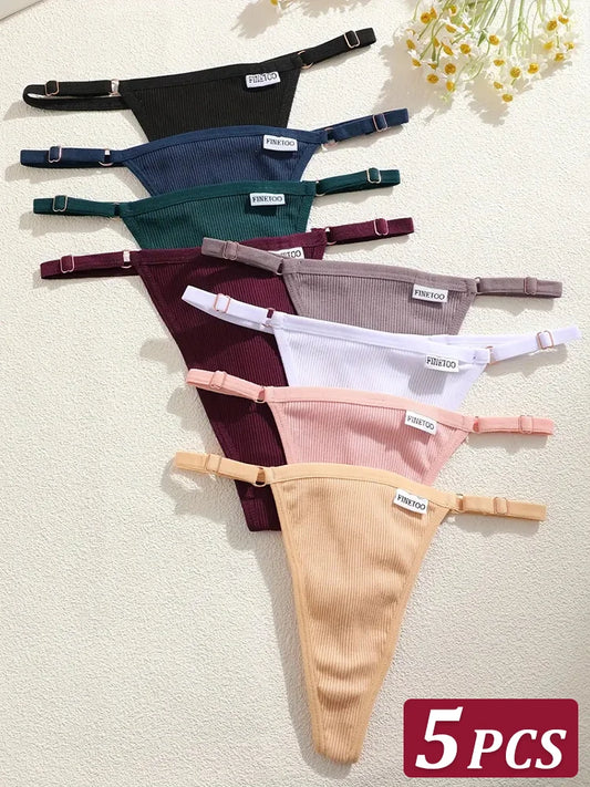 5-Pack Women's Cotton G-Strings – Adjustable Waist, Seamless & Sexy (S-XL)
