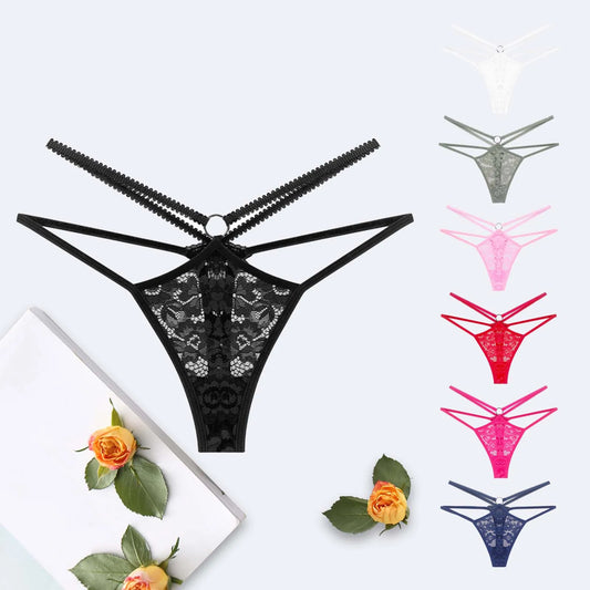 Strappy Floral Lace G-String Sexy Low-Rise Panties