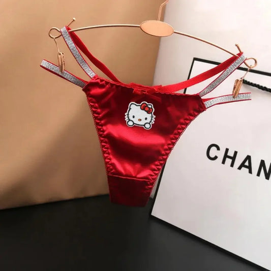 Kawaii Red Kitty Thong – Y2K Low-Rise Anime Panties