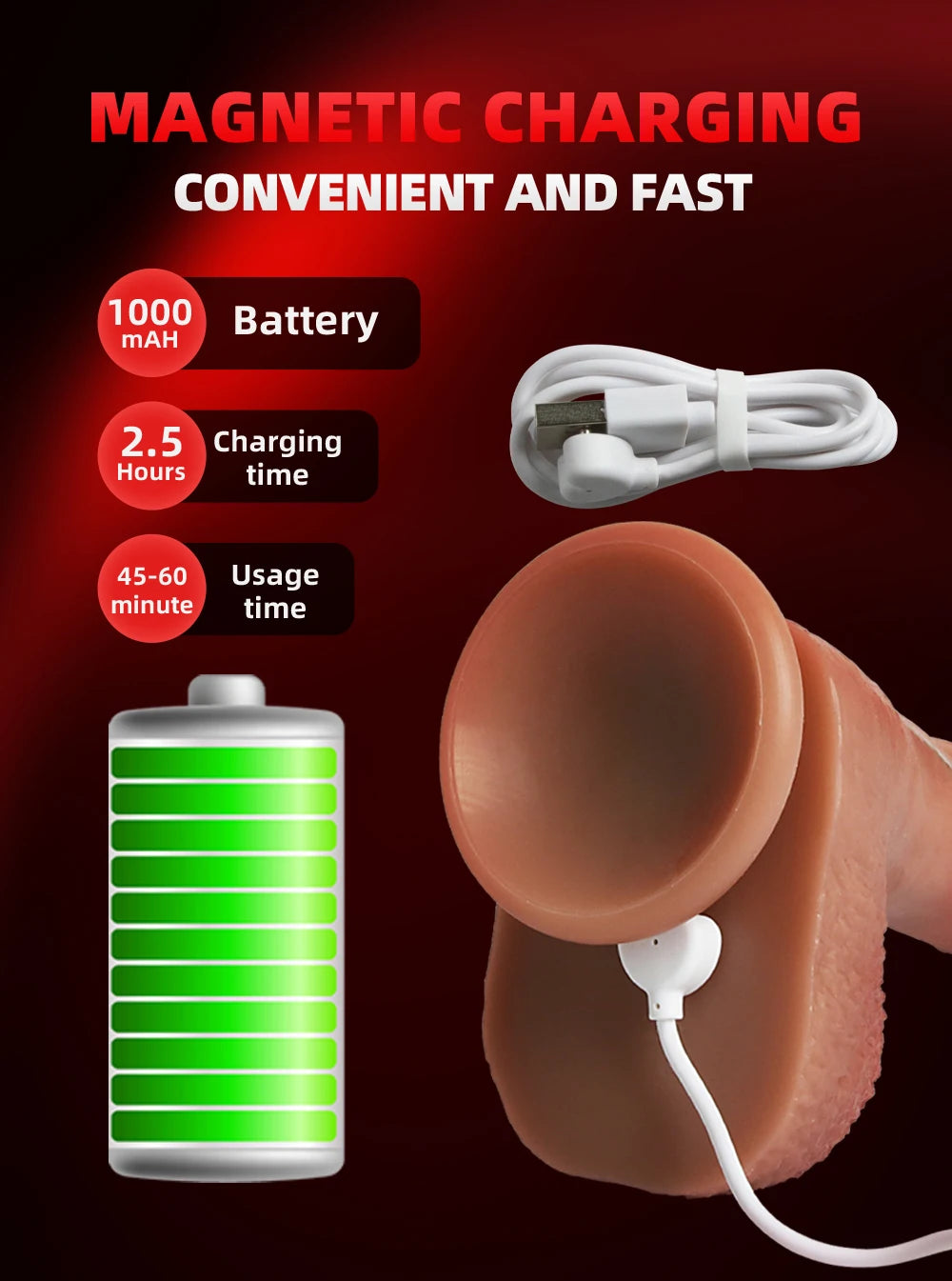 Remote Telescopic Heating Vibrator – Realistic Pleasure Dildo Wand