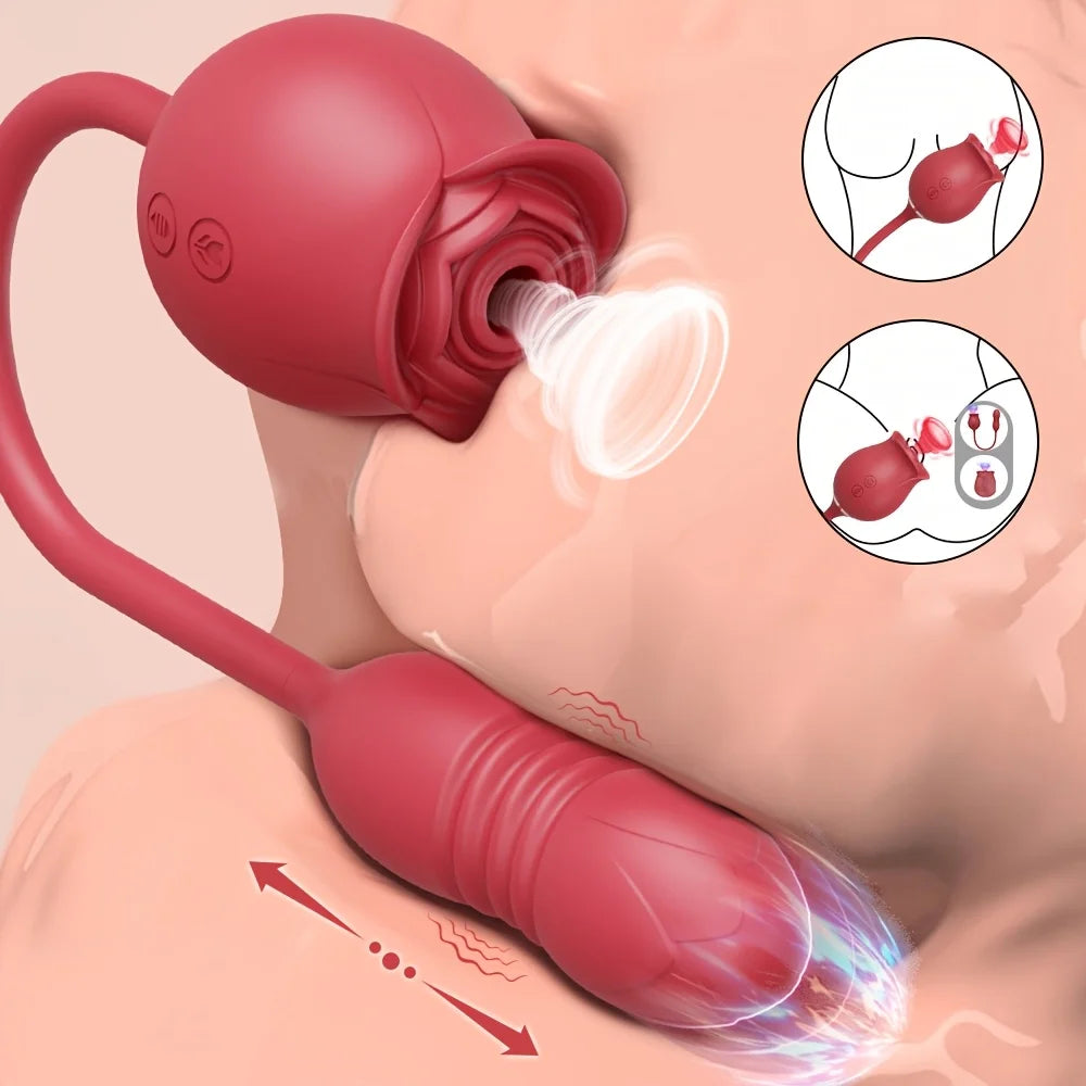 Rose Thrusting & Sucking Vibrator – 10 Modes for G-Spot & Clit Pleasure