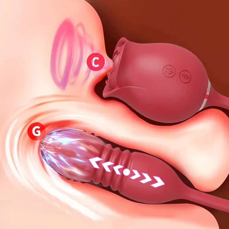 Rose Thrusting & Sucking Vibrator – 10 Modes for G-Spot & Clit Pleasure