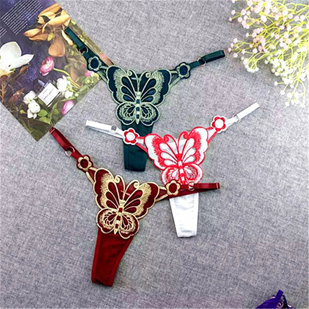 3-Pack Sexy Sheer G-Strings – Butterfly Lace Low-Rise Panties